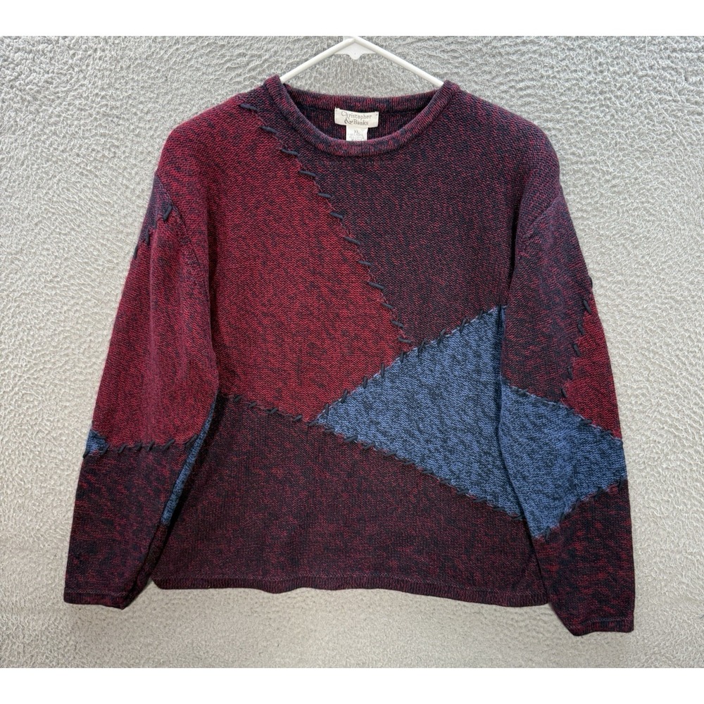 Vintage Christopher & Banks Sweater Womens XL Multicolor Knit Embroidered 90s